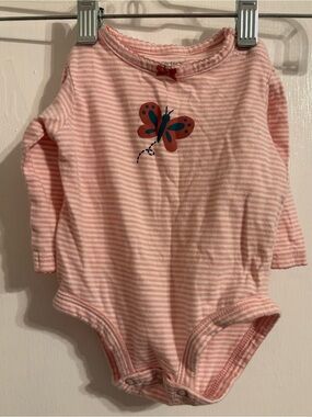 Carter's Pink Stripe Butterfly Long Sleeve Bodysuit